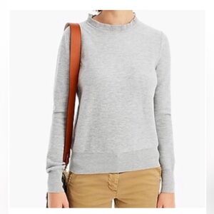 J.Crew Ruffle-neck pullover sweater H7191-gray XS